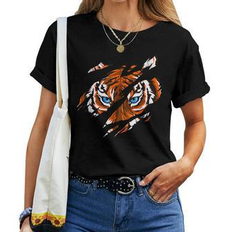 Tiger Face Wild Cat Mountain Animal Kid Women T-shirt | Mazezy