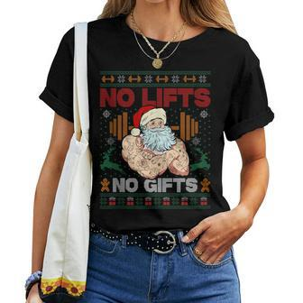 Ugly Christmas Sweater Santa Claus Liftmas Workout Women T-shirt - Seseable
