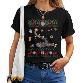 Ugly Xmas Sweater Animals Lights Christmas Snake Women T-shirt - Seseable