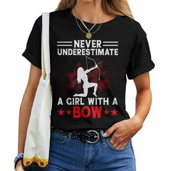 Never Underestimate A Girl With A Bow Hunting Archery Women T-shirt | Mazezy