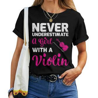 Never Underestimate A Girl With A Violin Women T-shirt | Mazezy