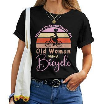 Never Underestimate An Old Woman With A Bicycle Lovers Women T-shirt - Monsterry AU