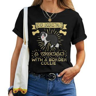 Never Underestimate A Woman With Border Collie Women T-shirt - Seseable