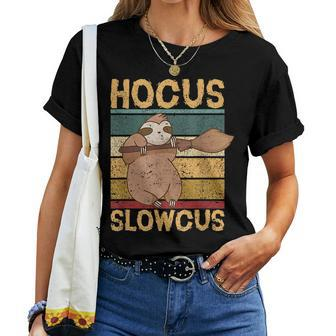 Witch Sloth Lazy Cute Animal Halloween Hocus Slowcus Halloween Women T-shirt | Mazezy