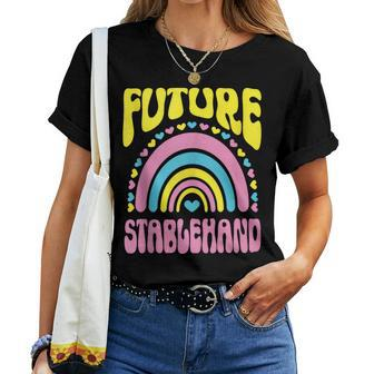 Future Stablehand Bright Retro Rainbow Occupation Women T-shirt | Mazezy
