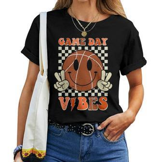 Game Day Vibes Basket Ball Retro Smile Face Sport Girl Women T-shirt - Monsterry DE