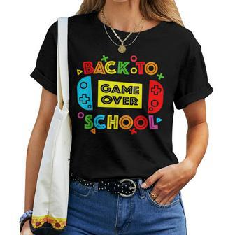 Game Over Back To School Funny Teacher Students Women T-shirt Short Sleeve Graphic - Monsterry