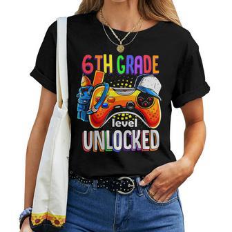 Gamer Back To School Gamepad Sixth 6Th Grade Level Unlocked Women T-shirt Short Sleeve Graphic - Thegiftio UK