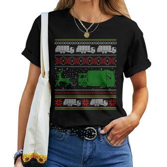 Garbage Truck Riding Reindeers Ugly Christmas Sweater Boys Women T-shirt | Seseable CA
