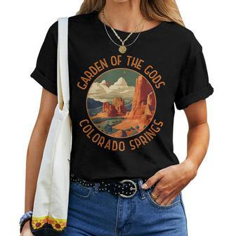 Garden Of The Gods Colorado Springs Distressed Circle Women T-shirt Crewneck Short Sleeve Graphic - Monsterry UK