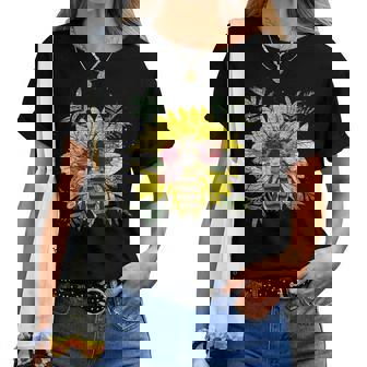 Gardener Flower Insect Botanical Garden Floral Bee Sunflower Women T-shirt | Mazezy