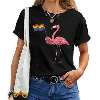 Gay Flamingo Lgbt Pride Rainbow Flag Flamingo Pride Month Women T-shirt | Mazezy