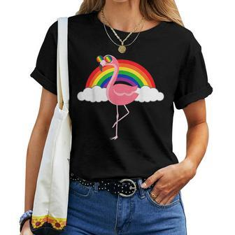 Gay Flamingo Rainbow Pride Flag Lgbtq Cool Lgbt Ally Women T-shirt Crewneck | Mazezy