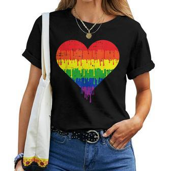 Gay Heart Pride Rainbow Flag Lgbtq Inspirational Lgbt Women T-shirt | Mazezy