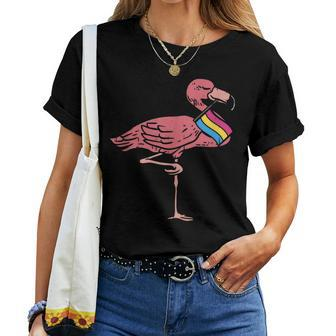 Gay Lgbt Flamingo Cute Pansexual Flag Color Bird Lover Women T-shirt | Mazezy