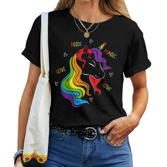 Gay Lgbt Unicorn Lgbt Rainbow Pride Flag Support Women T-shirt | Mazezy