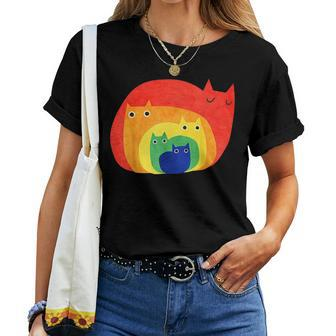 Gay Pride Cat Lgbt Cats Pile Cute Anime Rainbow Women T-shirt - Monsterry