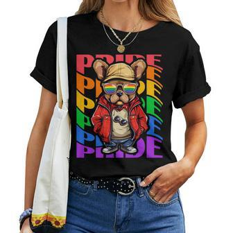 Gay Pride Cool French Bulldog Rainbow Lgbt Gay Ally Pride Women T-shirt | Mazezy