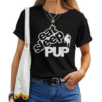 Gay Pride Eat Sleep Pup Women T-shirt | Mazezy