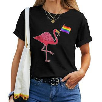 Gay Pride Flamingo Rainbow Flag Lgbt Parade Women T-shirt Crewneck | Mazezy