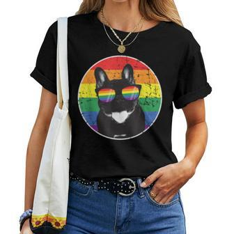 Gay Pride Lgbt Awareness Rainbow Flag French Bulldog Women T-shirt Crewneck | Mazezy