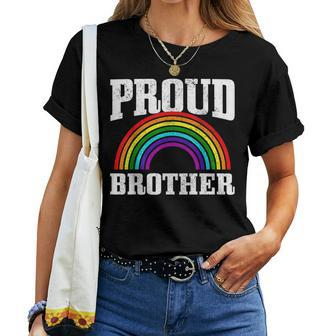 Gay Pride Proud Brother Lgbtq Rainbow Flag Gay Sibling Women T-shirt Crewneck | Mazezy
