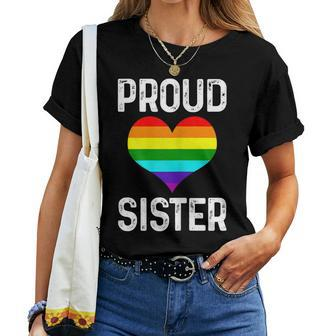 Gay Pride Proud Sister Sibling Lgbtq Rainbow Flag Gay Son Women T-shirt | Mazezy