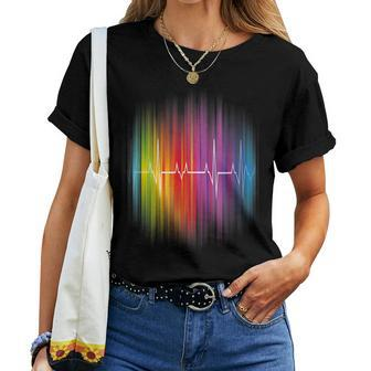 Gay Pride - Rainbow Heart Pulse Women T-shirt | Mazezy
