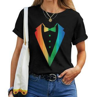 Gay Pride Rainbow Graphic Tuxedo Men Women Women T-shirt | Mazezy