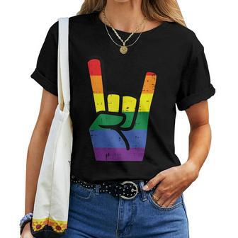 Gay Pride Rock Hand Rainbow Flag Lgbtq Rocker Boys Kids Men  Women T-shirt Casual Daily Crewneck Short Sleeve Graphic Basic Unisex Tee