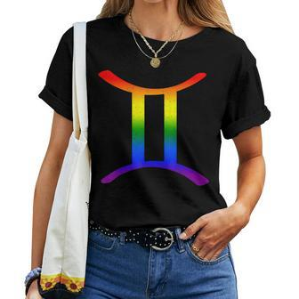 Gemini Lgbt Zodiac Sign Lgbt Rainbow Pride Gay Women T-shirt | Mazezy