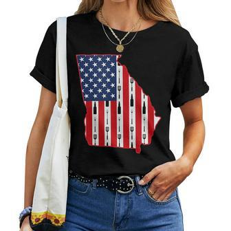 Georgia Usa Flag Fourth July 4Th Fathers Day Bbq Beer Summer Beer Women T-shirt Crewneck | Mazezy