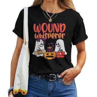 Ghost Nurse Wound Whisperer Halloween Nurse Fall Scrub Women Halloween Nurse Women T-shirt | Mazezy