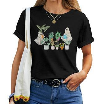 Ghost Plant Lady Halloween Ghostly Gardening Plant Lover Women T-shirt - Seseable