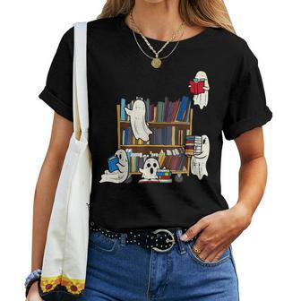 Ghosts Reading Books Teacher Halloween Librarian Boooks Women T-shirt - Thegiftio UK