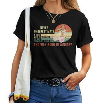 A Girl Covered The Blood Of Jesus And Was Born In January Women T-shirt | Mazezy