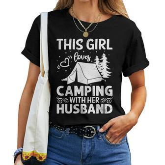 This Girl Loves Camping With Her Husband Outdoor Travel Women T-shirt | Mazezy