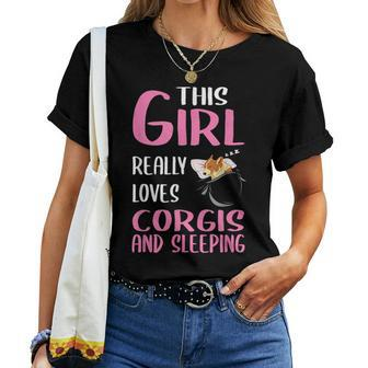 This Girl Really Loves Corgis And Sleeping Women T-shirt | Mazezy