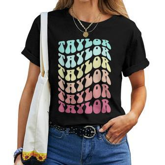 Girl Retro Taylor First Name Personalized Groovy Birthday Women T-shirt