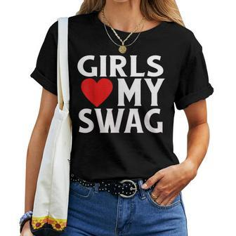 Girls Heart My Swag Women T-shirt Short Sleeve Graphic - Thegiftio UK