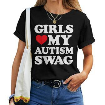 Girls Love My Autism Swag Girls Heart Autism Awareness Women T-shirt - Monsterry UK