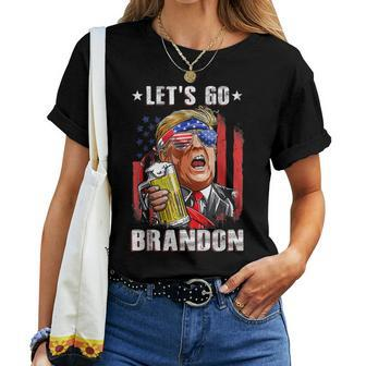 Lets Go Beer Brandon Happy 4Th Of July Trump Beer Women T-shirt | Mazezy CA