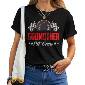 Godmother Pit Crew Birthday Racing Car Family Matching Race Women T-shirt - Monsterry