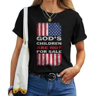 Gods Children Are Not For Sale American Flag Women T-shirt | Mazezy