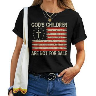 Gods Children Are Not For Sale Jesus Christian Usa Flag Usa Women T-shirt Crewneck | Mazezy