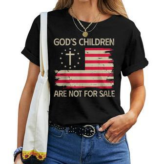 Gods Children Are Not For Sale Retro Usa Flag For Veterans Usa Women T-shirt | Mazezy
