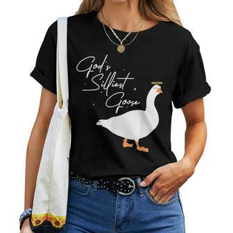 Gods Silliest Goose Geese Lovers For Farm Owners Women T-shirt | Mazezy