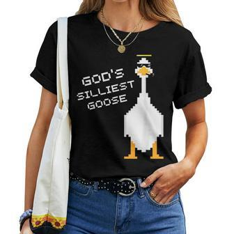 Gods Silliest Goose Pixelated Women T-shirt | Mazezy