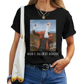 Gods Silliest Goose Selfie Women T-shirt | Mazezy