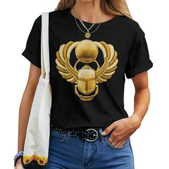 Gold Winged Egyptian Scarab Beetle Women T-shirt | Mazezy